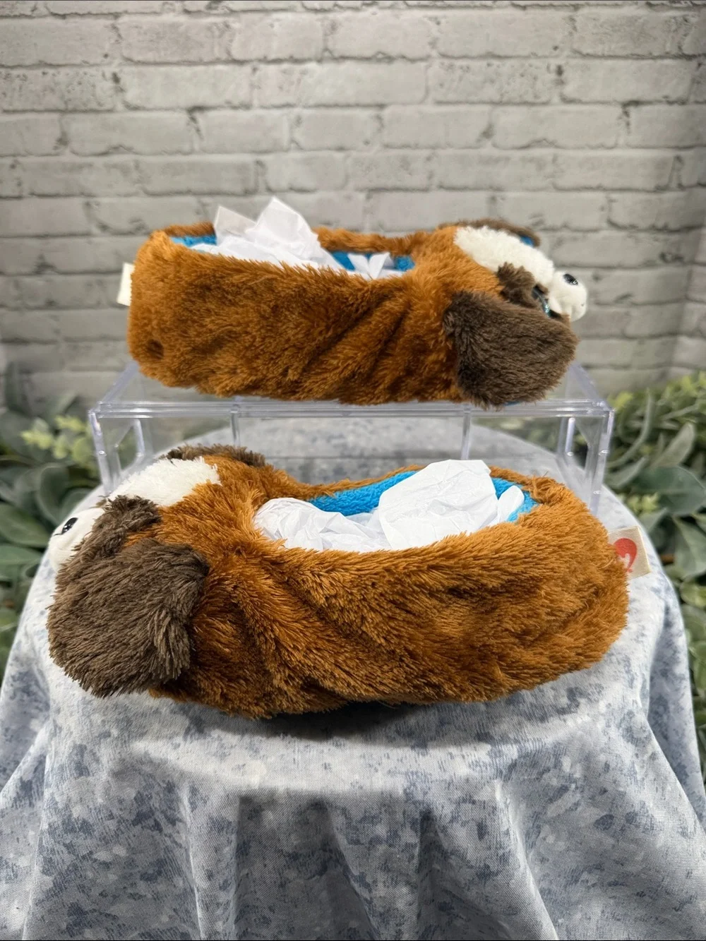 TY “Duke” Beanie Boo 3D Plush Brown & White Soft Furry Kids Slippers Boys 13
